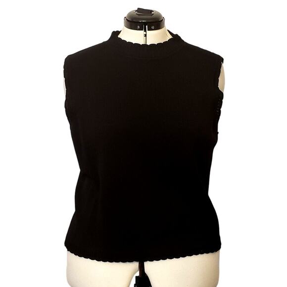 St. John Tops - Vintage St. John Black Mock Neck Sleeveless Top, Size Large